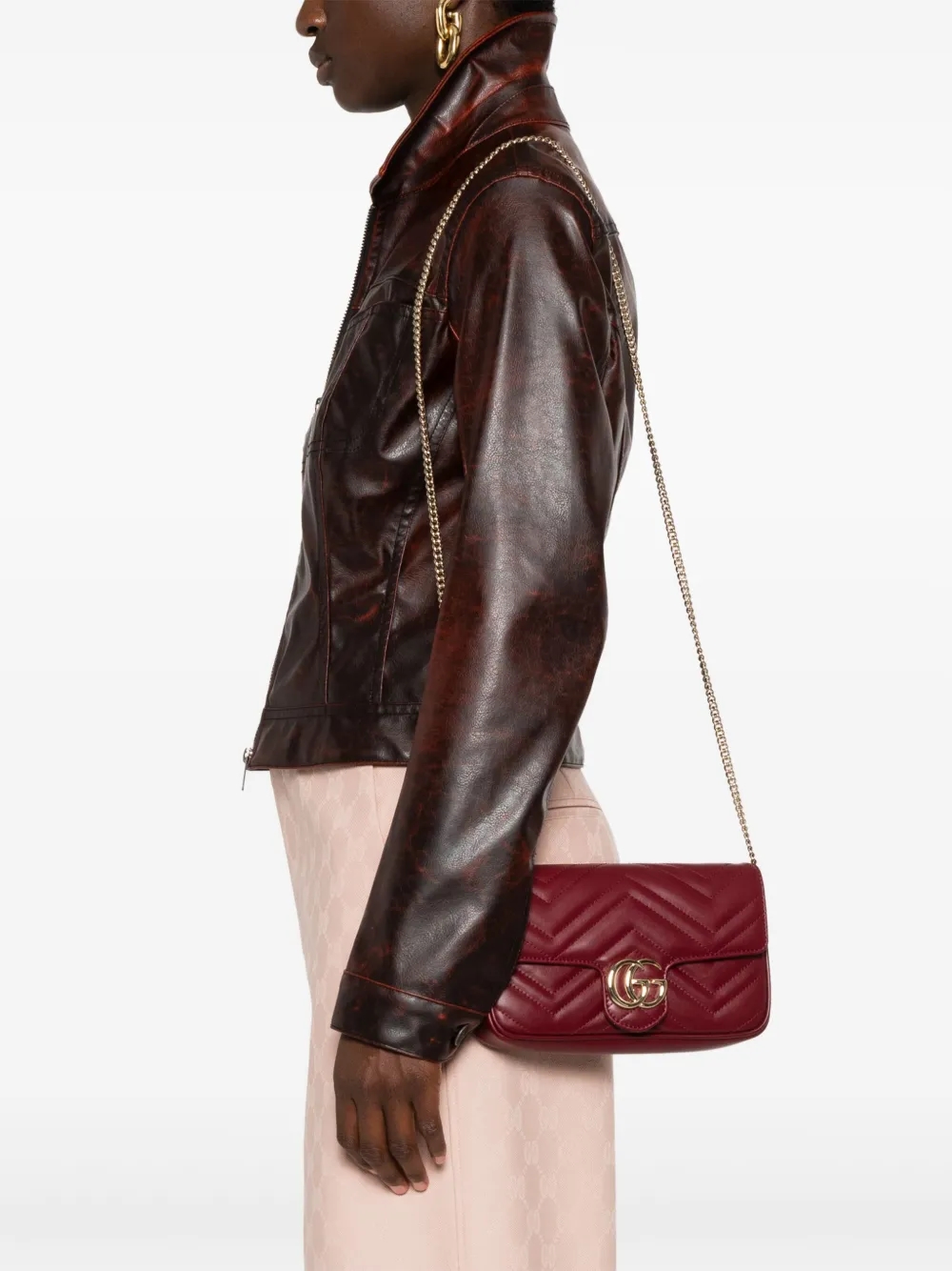 Gucci mini Marmont cross body bag side angle